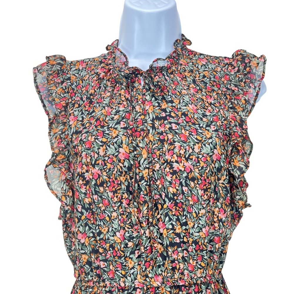 BB Dakota by‎ Steve Madden Women XS Darcy Chiffon Floral Maxi Tiered Dress - Picture 4 of 12